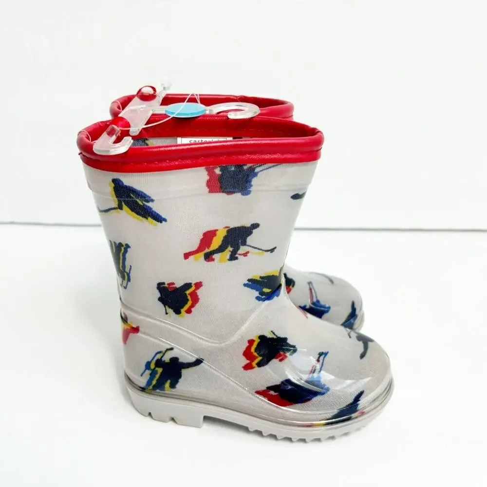 CARTER'S BOY PRIME RAIN BOOT GREY SIZE 4 BRAND NEW WITH TAGS